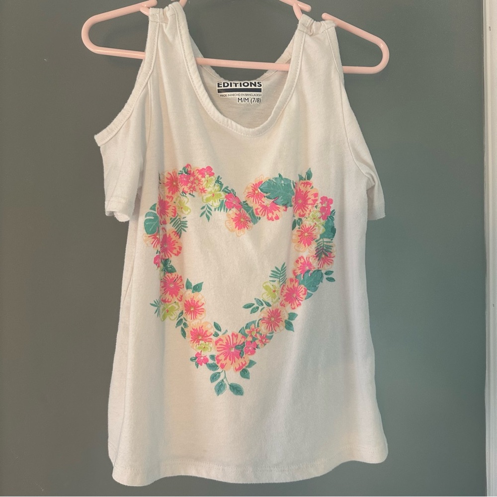Tropical Floral girls Heart Top- Basic Editions medium 7/8